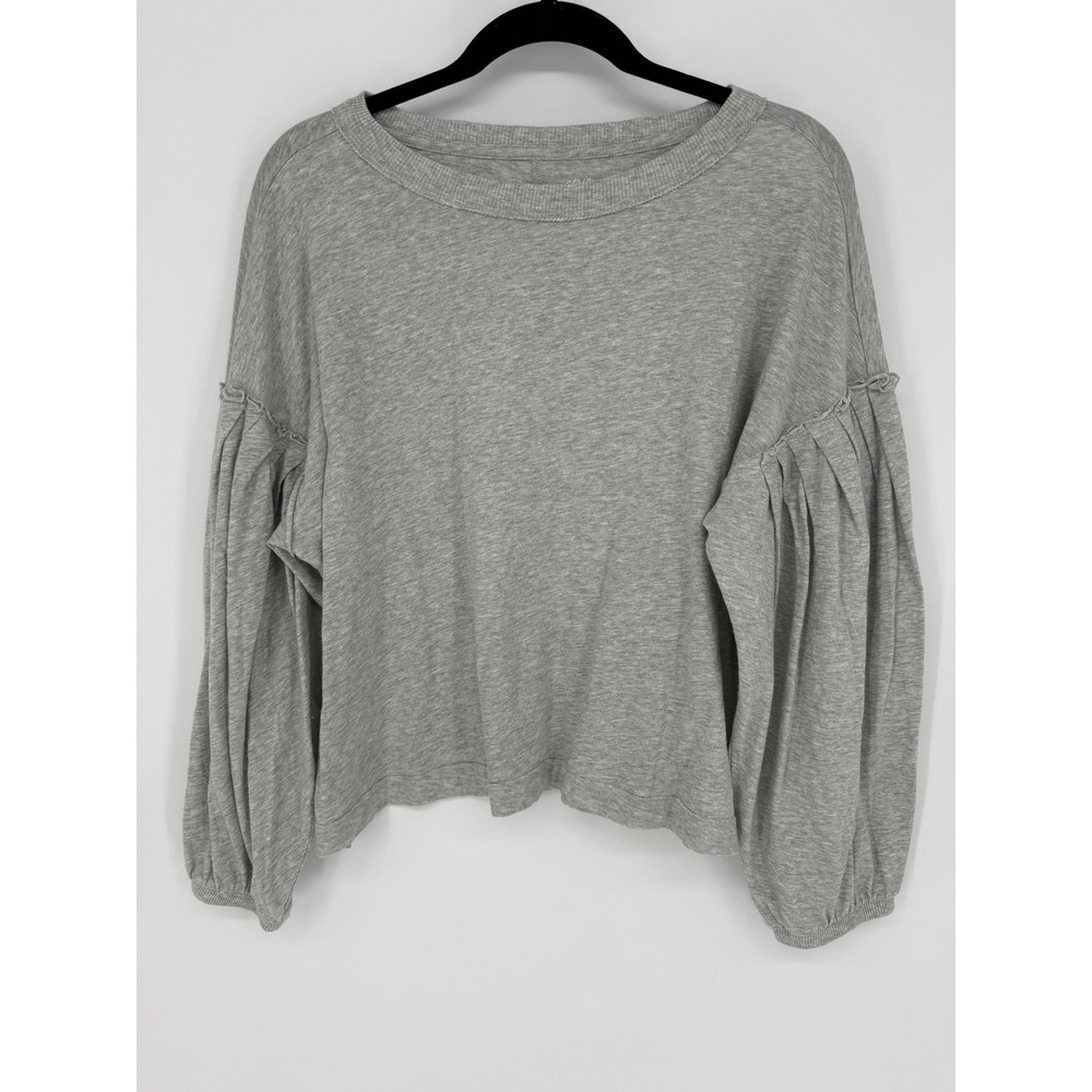 AERIE SLOUCHY BALLOON SLEEVE T-SHIRT LONG SLEEVE SMALL HEATHER GREY